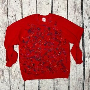Vintage Graphitti Red Graphic 1980s Crewneck Jumper Pullover Sweatshirt